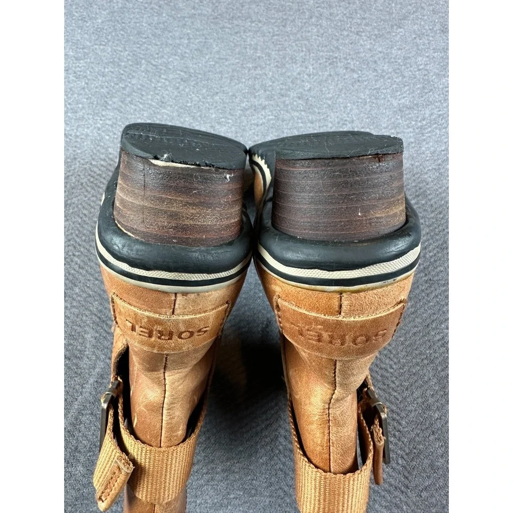 Sorel Addington Strap Boots Women's 7 Elk Brown Leather Waterproof NL2156-286